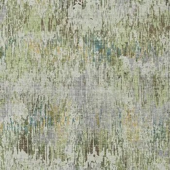 5' X 8' Artichoke Green And Fern Green Striped Washable Indoor Outdoor Area Rug