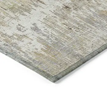 10' X 14' Ivory And Taupe Striped Washable Indoor Outdoor Area Rug