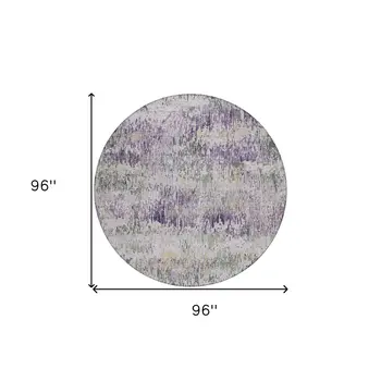 8' Lavender And Purple Round Striped Washable Indoor Outdoor Area Rug
