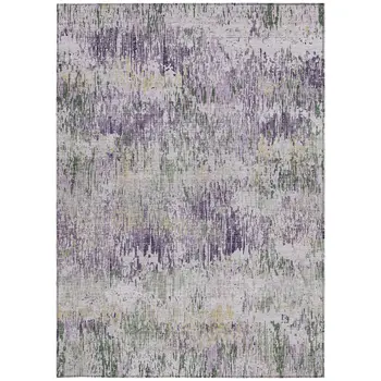 8' X 10' Lavender And Purple Striped Washable Indoor Outdoor Area Rug