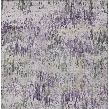 8' X 10' Lavender And Purple Striped Washable Indoor Outdoor Area Rug