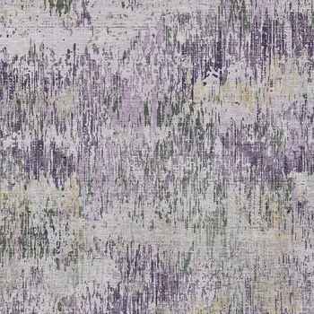 9' X 12' Lavender And Purple Striped Washable Indoor Outdoor Area Rug