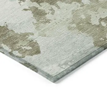 8' Artichoke Green And Fern Green Round Abstract Washable Indoor Outdoor Area Rug