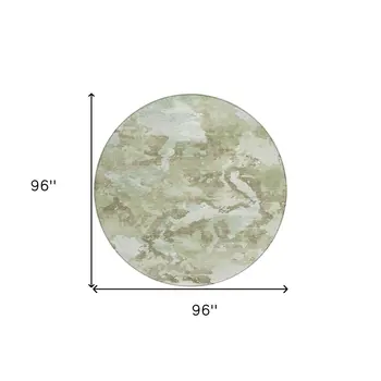 8' Artichoke Green And Fern Green Round Abstract Washable Indoor Outdoor Area Rug