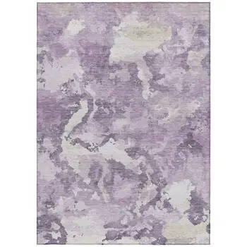5' X 8' Lavender And Lilac Abstract Washable Indoor Outdoor Area Rug