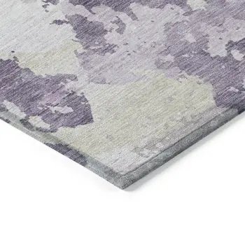 5' X 8' Lavender And Lilac Abstract Washable Indoor Outdoor Area Rug