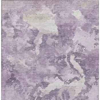 5' X 8' Lavender And Lilac Abstract Washable Indoor Outdoor Area Rug
