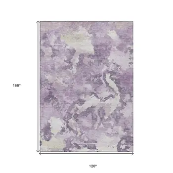 10' X 14' Lavender And Lilac Abstract Washable Indoor Outdoor Area Rug