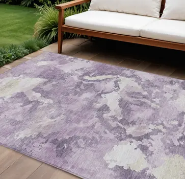10' X 14' Lavender And Lilac Abstract Washable Indoor Outdoor Area Rug