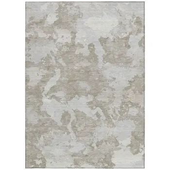 3' X 5' Taupe And Brown Abstract Washable Indoor Outdoor Area Rug