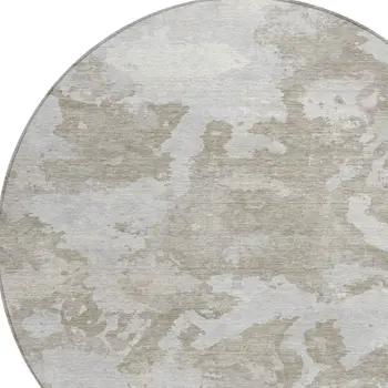 8' Taupe And Brown Round Abstract Washable Indoor Outdoor Area Rug