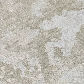 8' Taupe And Brown Round Abstract Washable Indoor Outdoor Area Rug