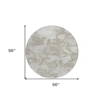 8' Taupe And Brown Round Abstract Washable Indoor Outdoor Area Rug