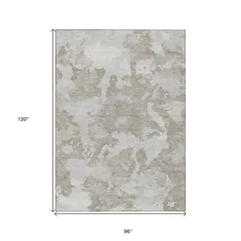 8' X 10' Taupe And Brown Abstract Washable Indoor Outdoor Area Rug