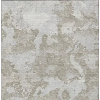 10' X 14' Taupe And Brown Abstract Washable Indoor Outdoor Area Rug
