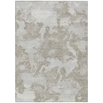 10' X 14' Taupe And Brown Abstract Washable Indoor Outdoor Area Rug