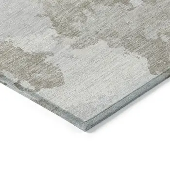 10' X 14' Taupe And Brown Abstract Washable Indoor Outdoor Area Rug
