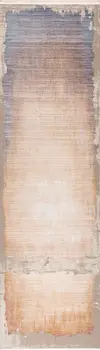 7' Beige Blue And Brown Abstract Runner Rug