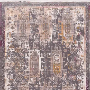 17' Runner Gray Beige And Orange Southwestern Runner Rug