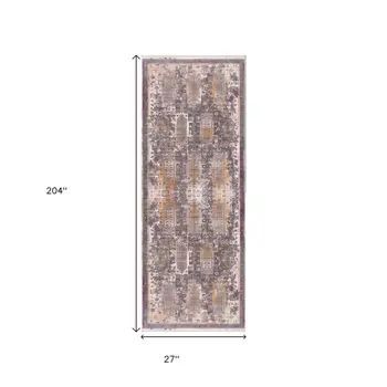 17' Runner Gray Beige And Orange Southwestern Runner Rug