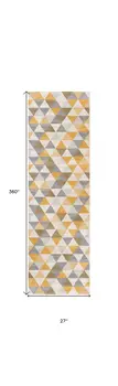 30' Runner Yellow Beige And Gray Geometric Area Rug