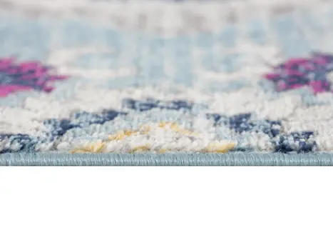 9' Blue Gray And Ivory Medallion Runner Rug