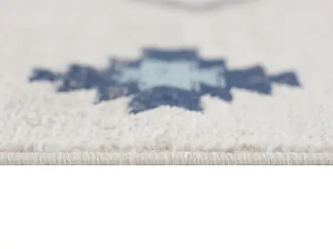 9' Blue Beige And Gray Southwestern Runner Rug