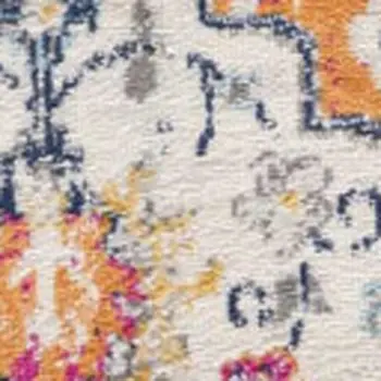 30' Runner Rust Gray And Sky Blue Floral Area Rug