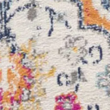 19' Runner Rust Gray And Sky Blue Floral Runner Rug