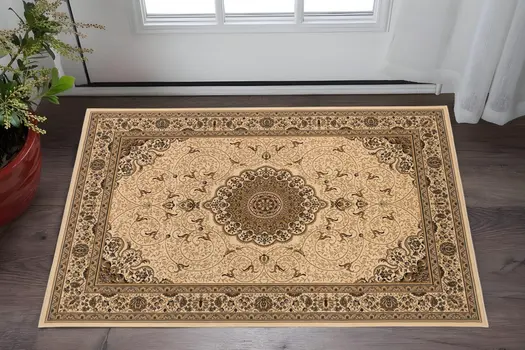 3' X 4' Tan And Brown Oriental Area Rug
