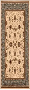 7' Dark Gray Tan And Brown Oriental Runner Rug