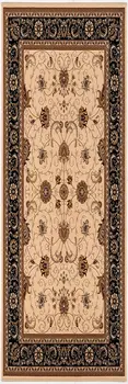30' Runner Black Tan And Brown Oriental Area Rug