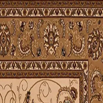 7' Tan And Brown Oriental Runner Rug