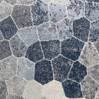 19' Runner Blue Beige And Gray Cobblestone Runner Rug