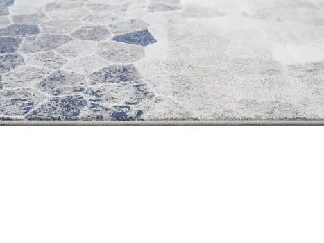 17' Runner Blue Beige And Gray Cobblestone Runner Rug