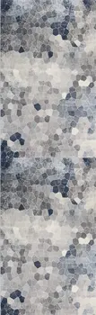 17' Runner Blue Beige And Gray Cobblestone Runner Rug
