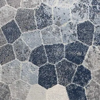 17' Runner Blue Beige And Gray Cobblestone Runner Rug