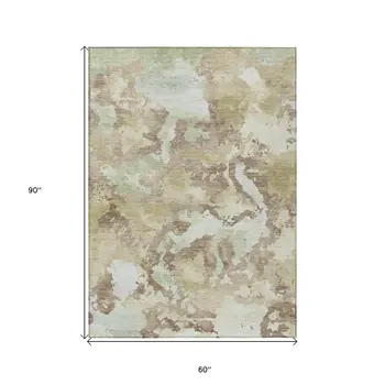 5' X 8' Taupe And Ivory Abstract Washable Indoor Outdoor Area Rug