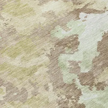 8' Taupe And Ivory Round Abstract Washable Indoor Outdoor Area Rug
