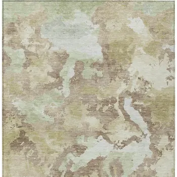 10' X 14' Taupe And Ivory Abstract Washable Indoor Outdoor Area Rug