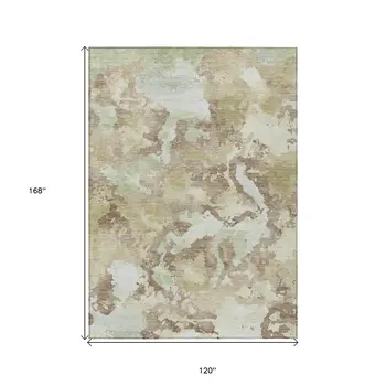 10' X 14' Taupe And Ivory Abstract Washable Indoor Outdoor Area Rug