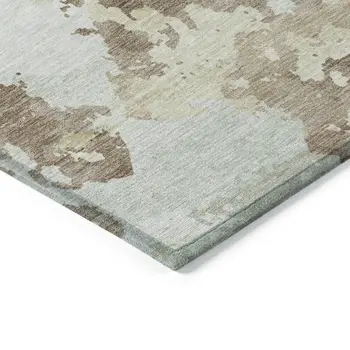 10' X 14' Taupe And Ivory Abstract Washable Indoor Outdoor Area Rug