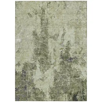 3' X 5' Artichoke Green And Fern Green Abstract Washable Indoor Outdoor Area Rug