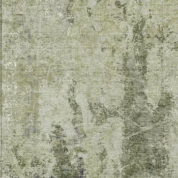 3' X 5' Artichoke Green And Fern Green Abstract Washable Indoor Outdoor Area Rug