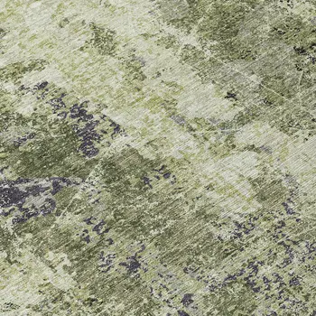 8' Artichoke Green And Fern Green Round Abstract Washable Indoor Outdoor Area Rug