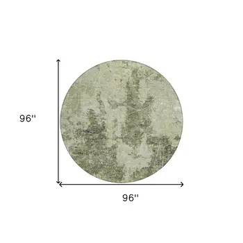 8' Artichoke Green And Fern Green Round Abstract Washable Indoor Outdoor Area Rug