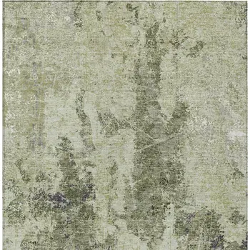 10' X 14' Artichoke Green And Fern Green Abstract Washable Indoor Outdoor Area Rug