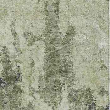 10' X 14' Artichoke Green And Fern Green Abstract Washable Indoor Outdoor Area Rug
