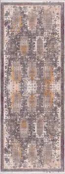 14' Gray Beige And Orange Southwestern Runner Rug