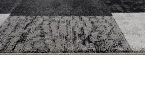 3' Gray And Black Geometric Square Rug